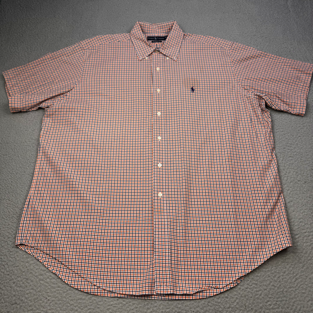 Ralph Lauren Polo Shirt Mens XL Classic Fit Plaid Short Sleeve Casual Preppy
